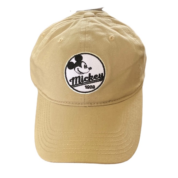 Disney Mickey Mouse 1928 Baseball Cap Hat Patch Khaki Beige Concept One Fitted - Picture 2 of 9